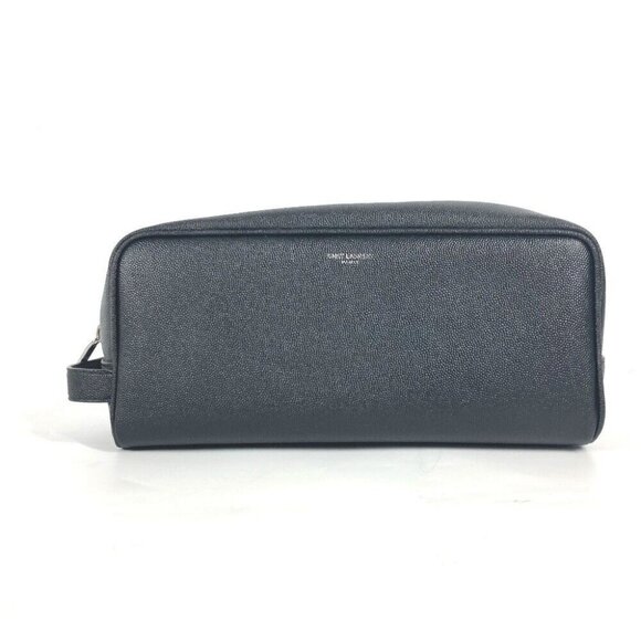 Auth SAINT LAURENT PARIS 609347 Logo with handle grooming case pouch bag - Picture 1 of 16